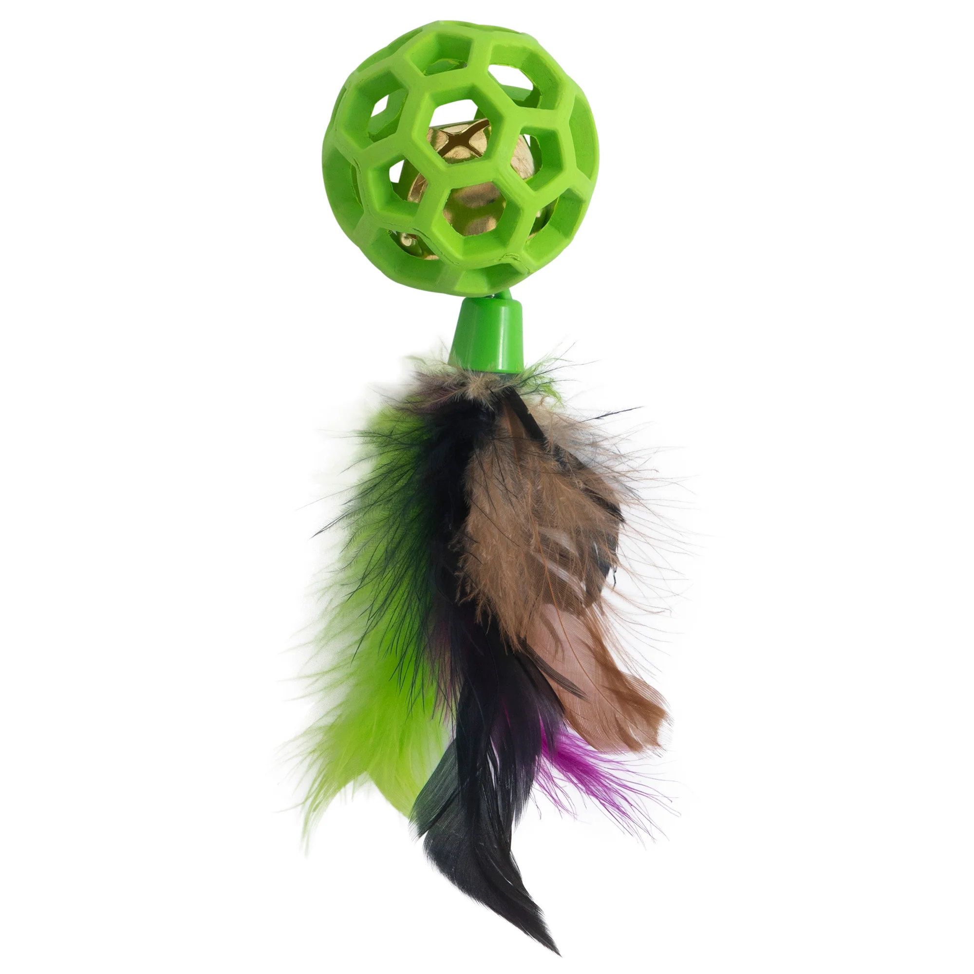 JW Cataction Feather Ball with Bell Cat Toy - Image 4